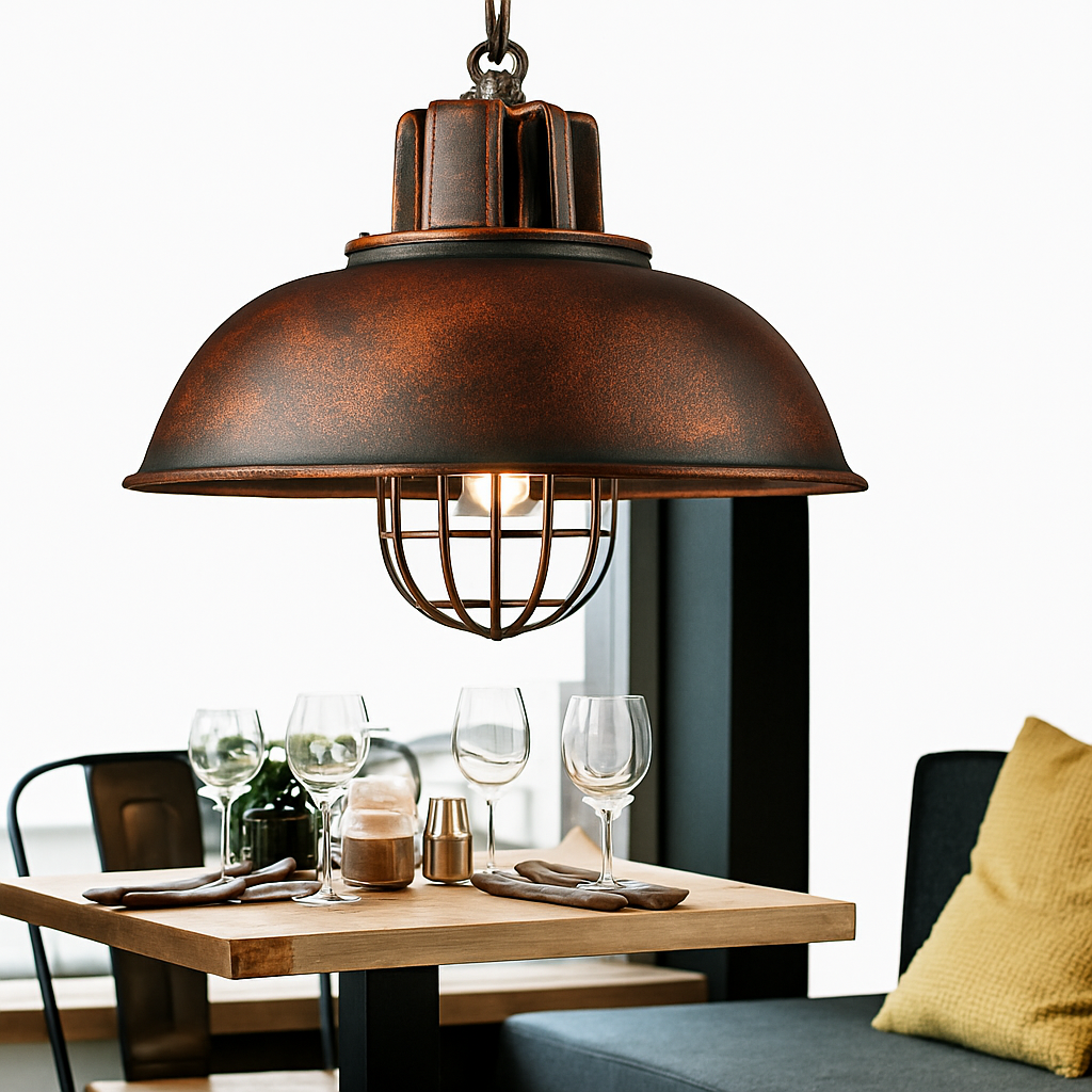 lustre rétro en fer suspension café design industriel - vue 4 sur 7