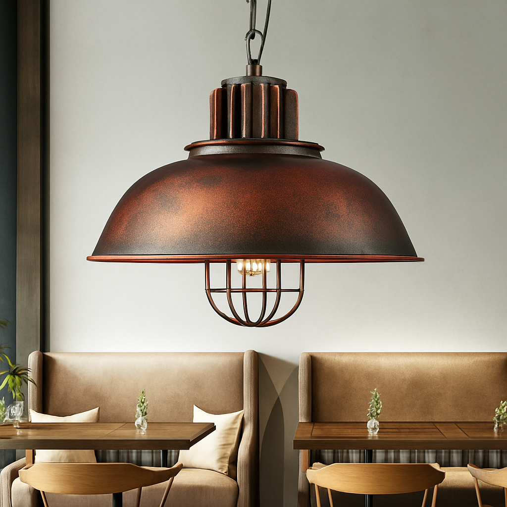 lustre rétro en fer suspension café design industriel - vue 6 sur 7