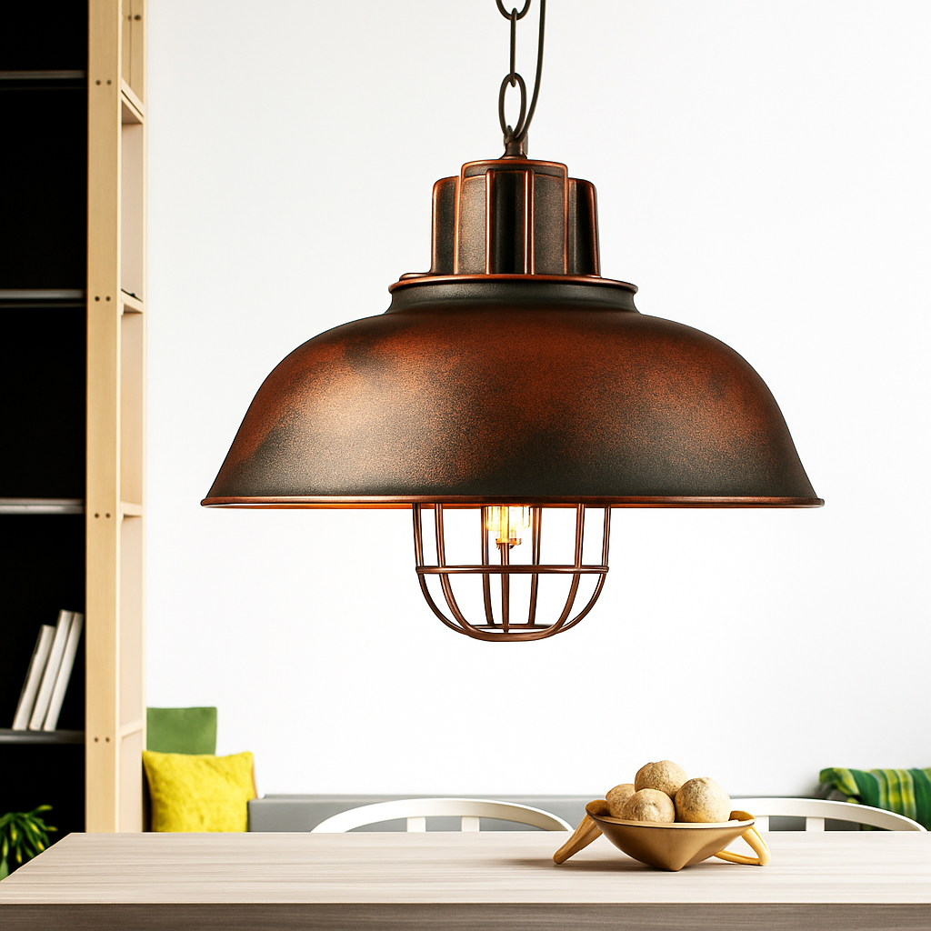 lustre rétro en fer suspension café design industriel - vue 7 sur 7