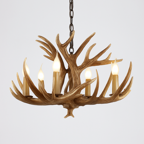 lustre Rétro résine bois salon Restaurant Bar 4/6/9 bras marron blanc E14 corne de cerf lumières décoration de la maison - vue 18 sur 18