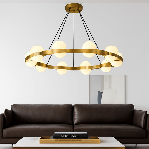 Lustre rond design led moderne - vue 3 sur 9