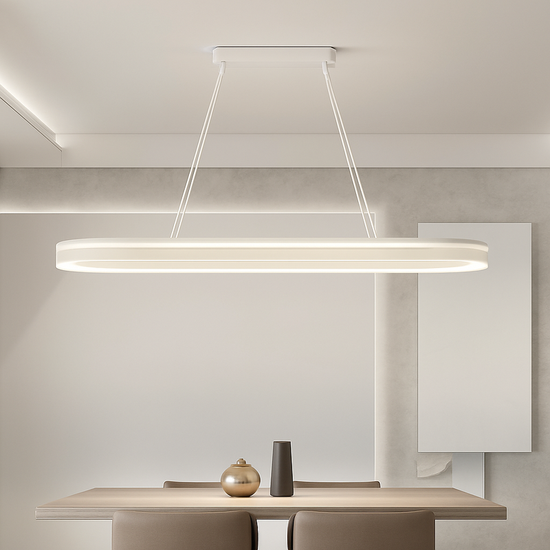 lustre Simple blanc Long moderne LED salon salle à manger chambre Hall décor appareil ménager éclairage intérieur