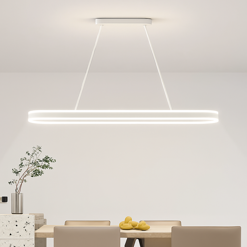 lustre Simple blanc Long moderne LED salon salle à manger chambre Hall décor appareil ménager éclairage intérieur