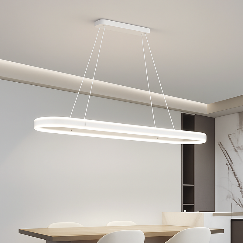 lustre Simple blanc Long moderne LED salon salle à manger chambre Hall décor appareil ménager éclairage intérieur