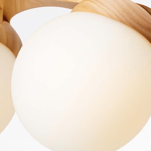 lustre suspendu en bois avec lampe en verre moderne