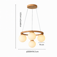 lustre suspendu en bois avec lampe en verre moderne