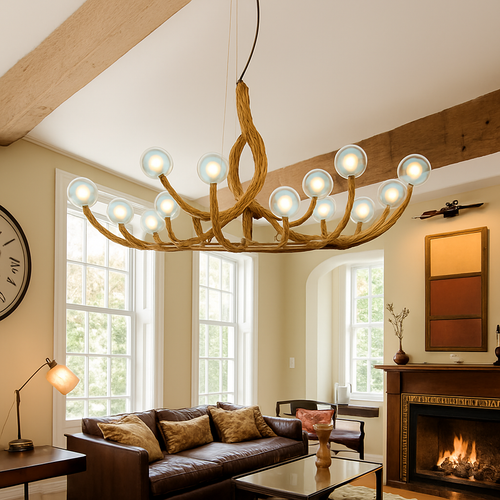 lustre suspendu en résine style moderne lampe rétro branche d'arbre - vue 4 sur 10