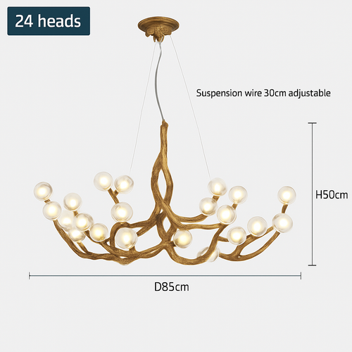 lustre suspendu en résine style moderne lampe rétro branche d'arbre - vue 9 sur 10
