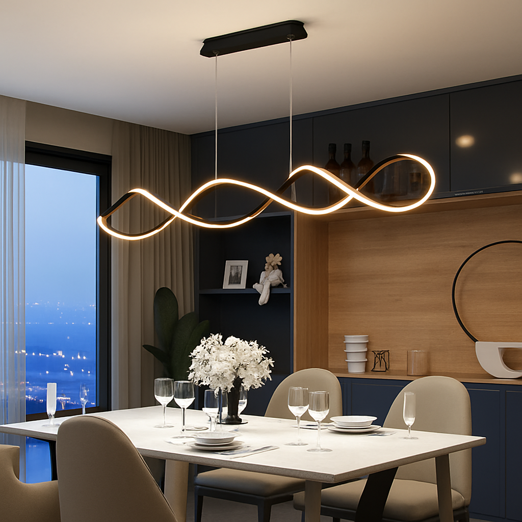 lustre suspendu led design nordique spirale intensité variable - vue 3 sur 6