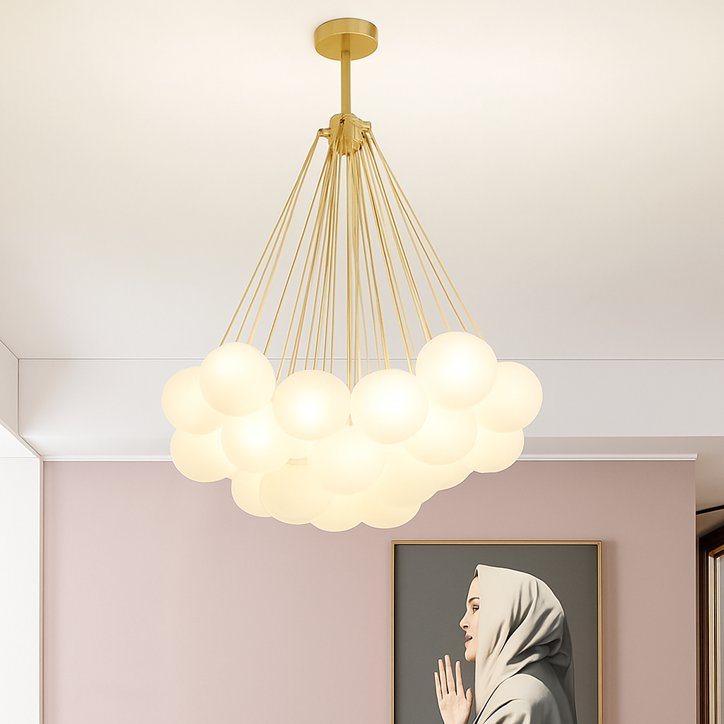 lustre suspendu moderne en verre pour décoration intérieure - vue 6 sur 7