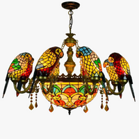 lustre tiffany vitrail lumineux oiseau perroquet design élégant intérieur