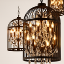 lustre vintage cage à oiseaux en cristal pour bars et restaurants