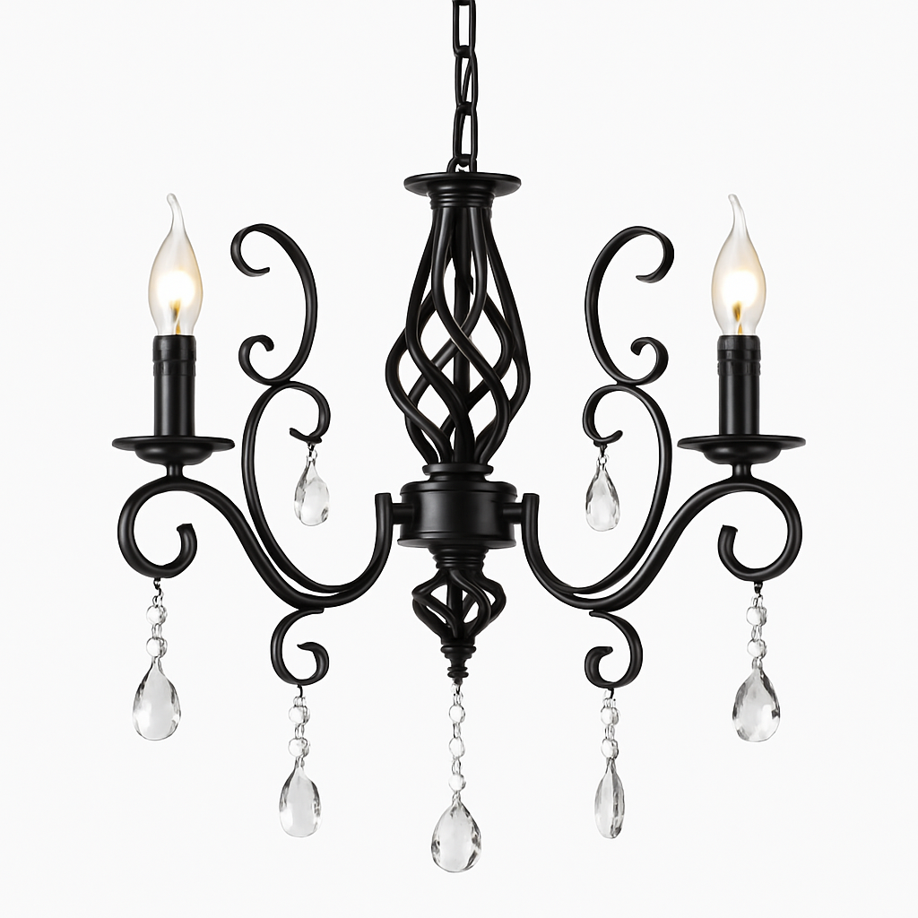 lustre vintage en cristal et fer forgé pour un éclairage élégant - vue 4 sur 15