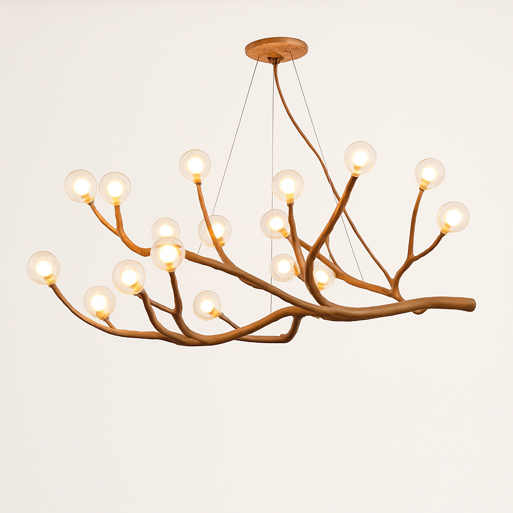 lustre vintage en résine avec branches d'arbre led - vue 6 sur 18