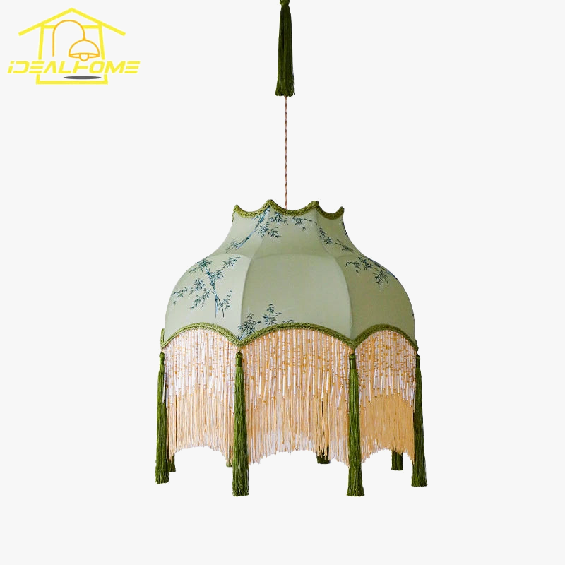 lustre vintage en tissu cuivre style chinois pour décoration intérieure