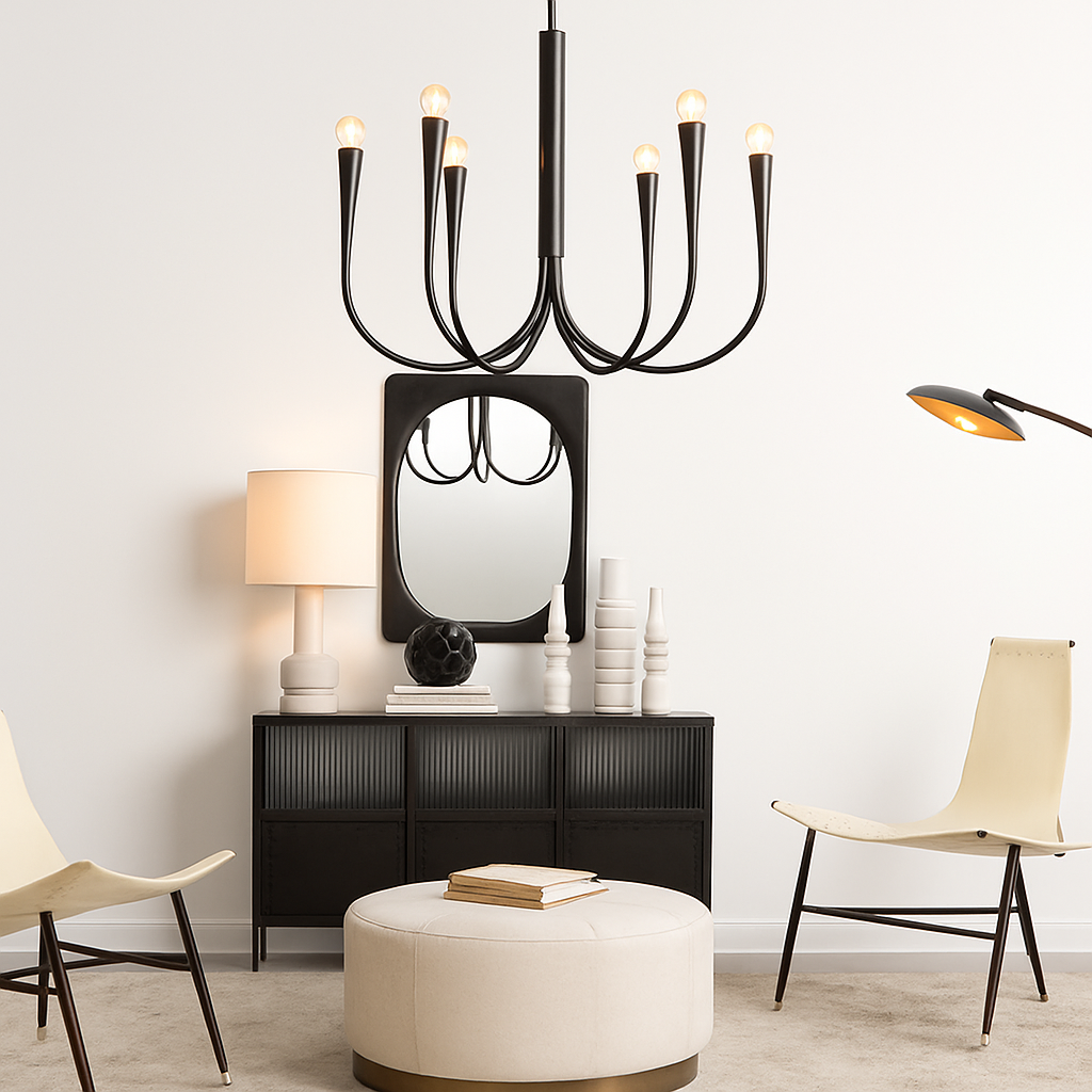 lustre vintage français doré noir design pour éclairage intérieur - vue 6 sur 10