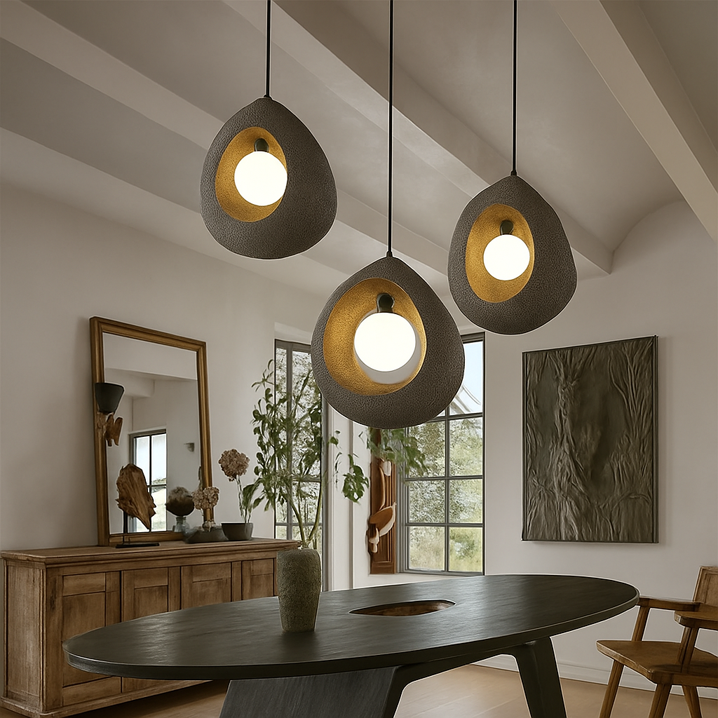 Minimalist Japanese wabi sabi decorative LED chandelier - vue 3 sur 15