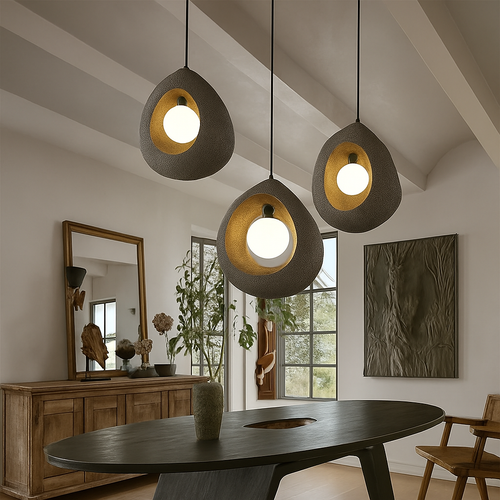 Minimalist Japanese wabi sabi decorative LED chandelier - vue 4 sur 15
