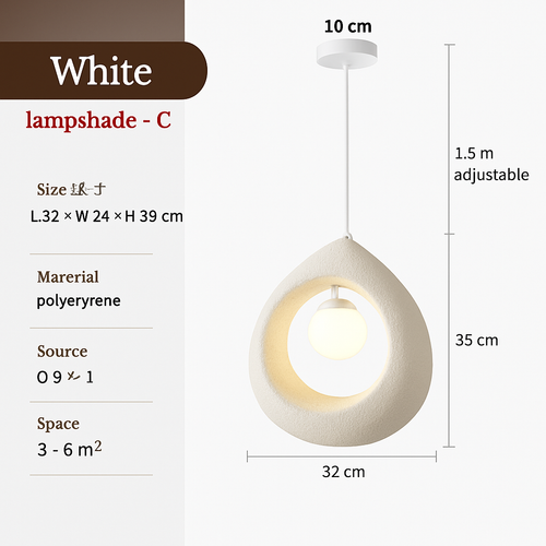 Minimalist Japanese wabi sabi decorative LED chandelier - vue 16 sur 15
