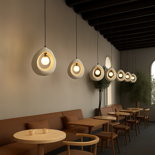 Minimalist Japanese wabi sabi decorative LED chandelier - vue 5 sur 15