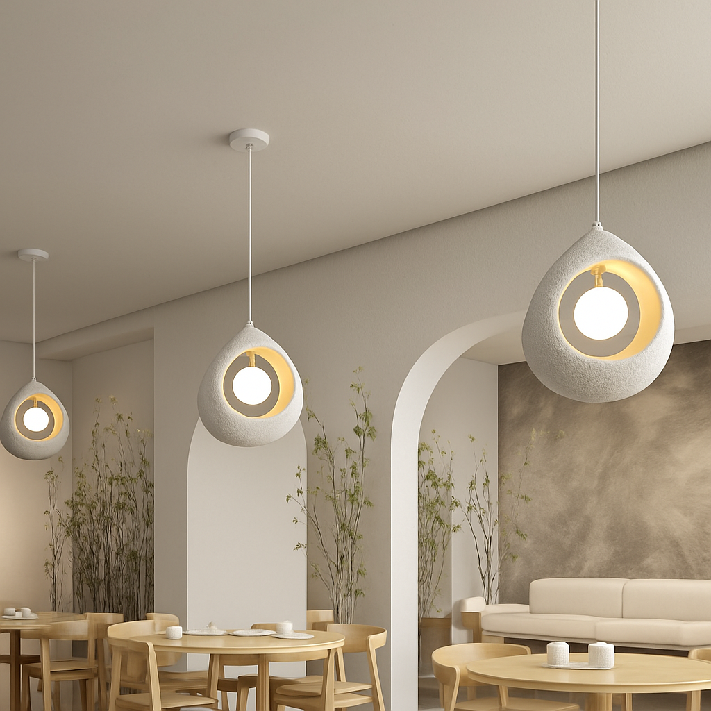 Minimalist Japanese wabi sabi decorative LED chandelier - vue 6 sur 15