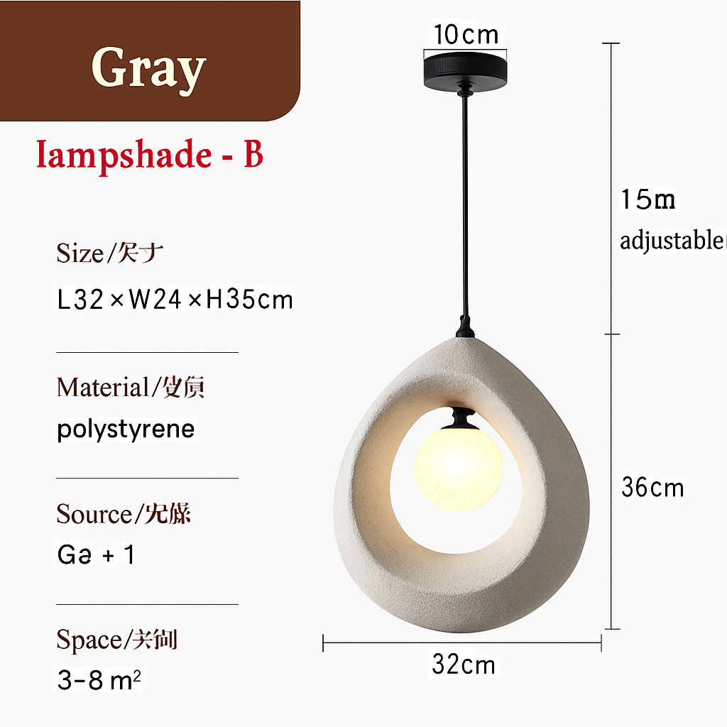 Minimalist Japanese wabi sabi decorative LED chandelier - vue 8 sur 15