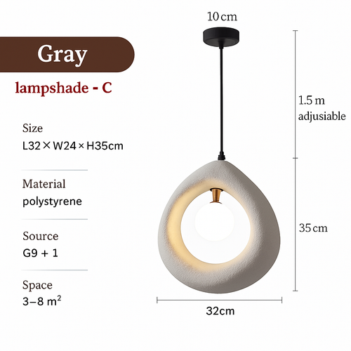 Minimalist Japanese wabi sabi decorative LED chandelier - vue 10 sur 15