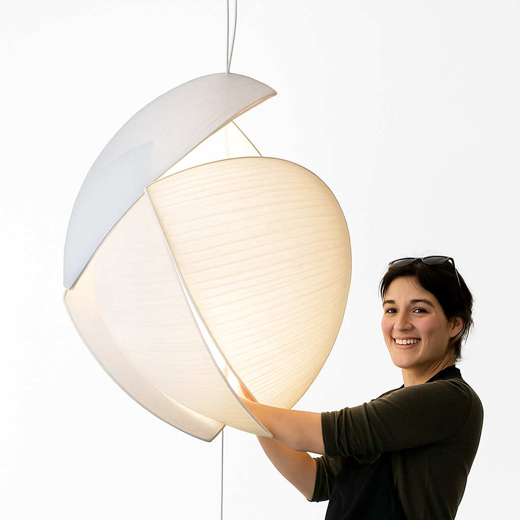 lustre wabi-sabi led en soie japonaise pour décoration maison - vue 7 sur 6
