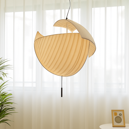 lustre wabi-sabi led en soie japonaise pour décoration maison