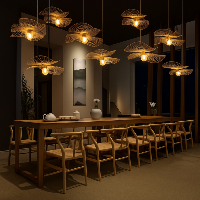 Lustres en osier tissé en bambou