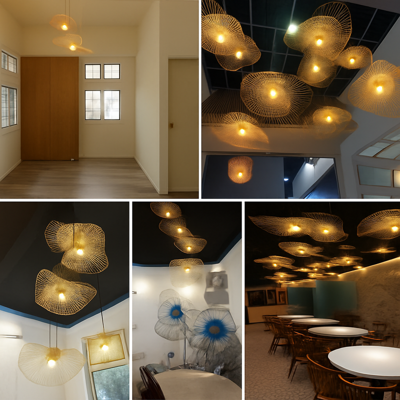 Lustres en osier tissé en bambou