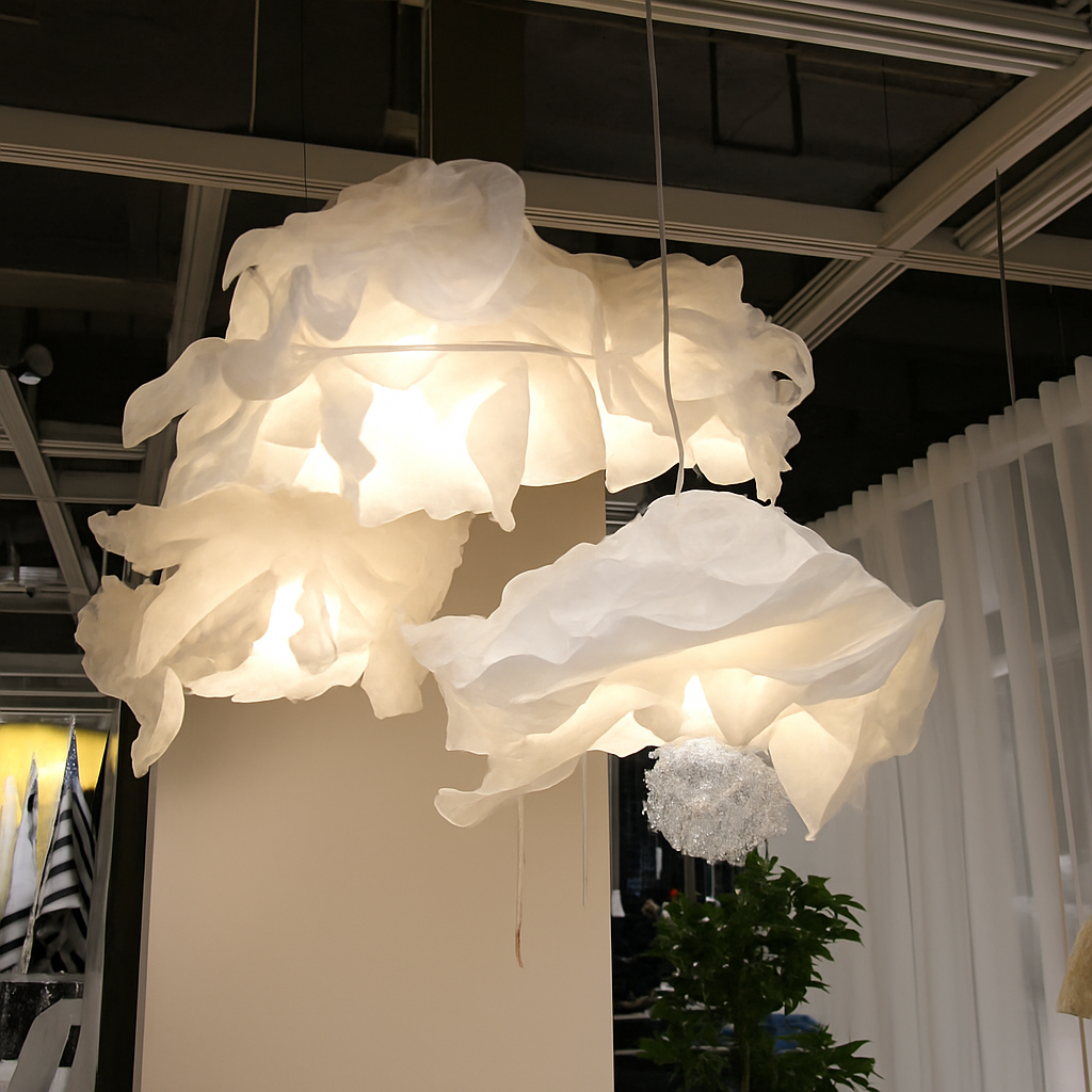 Lustres en papier blanc design fleur - vue 3 sur 7