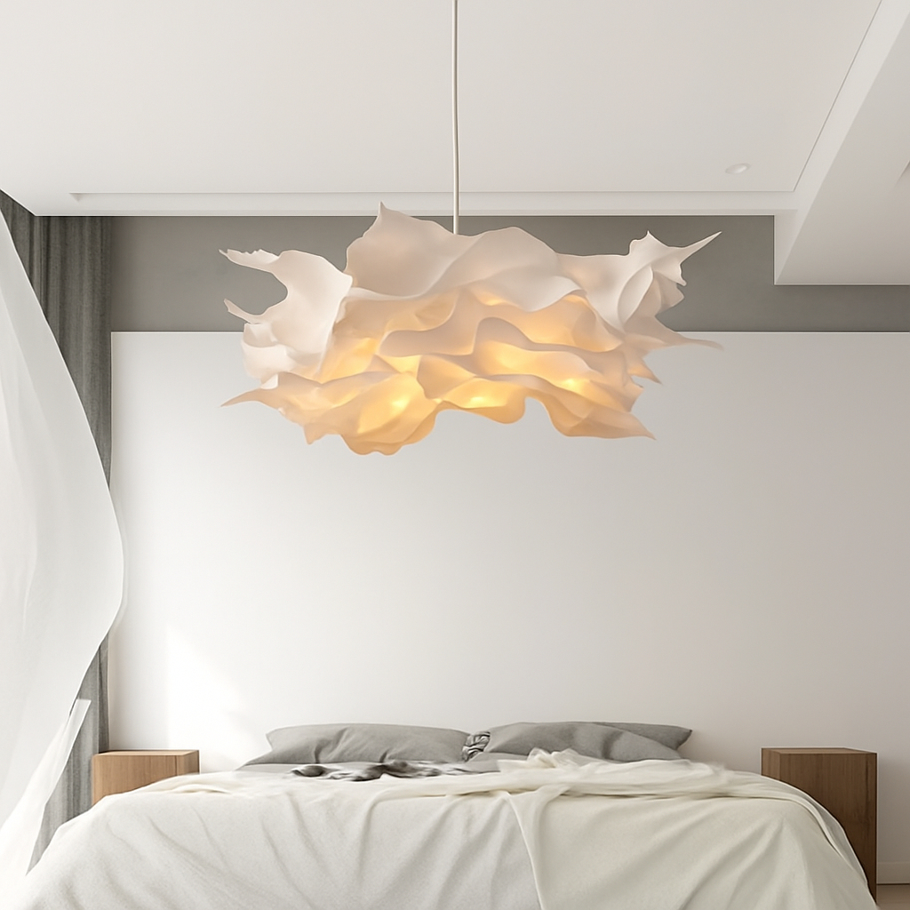 Lustres en papier blanc design fleur - vue 4 sur 7