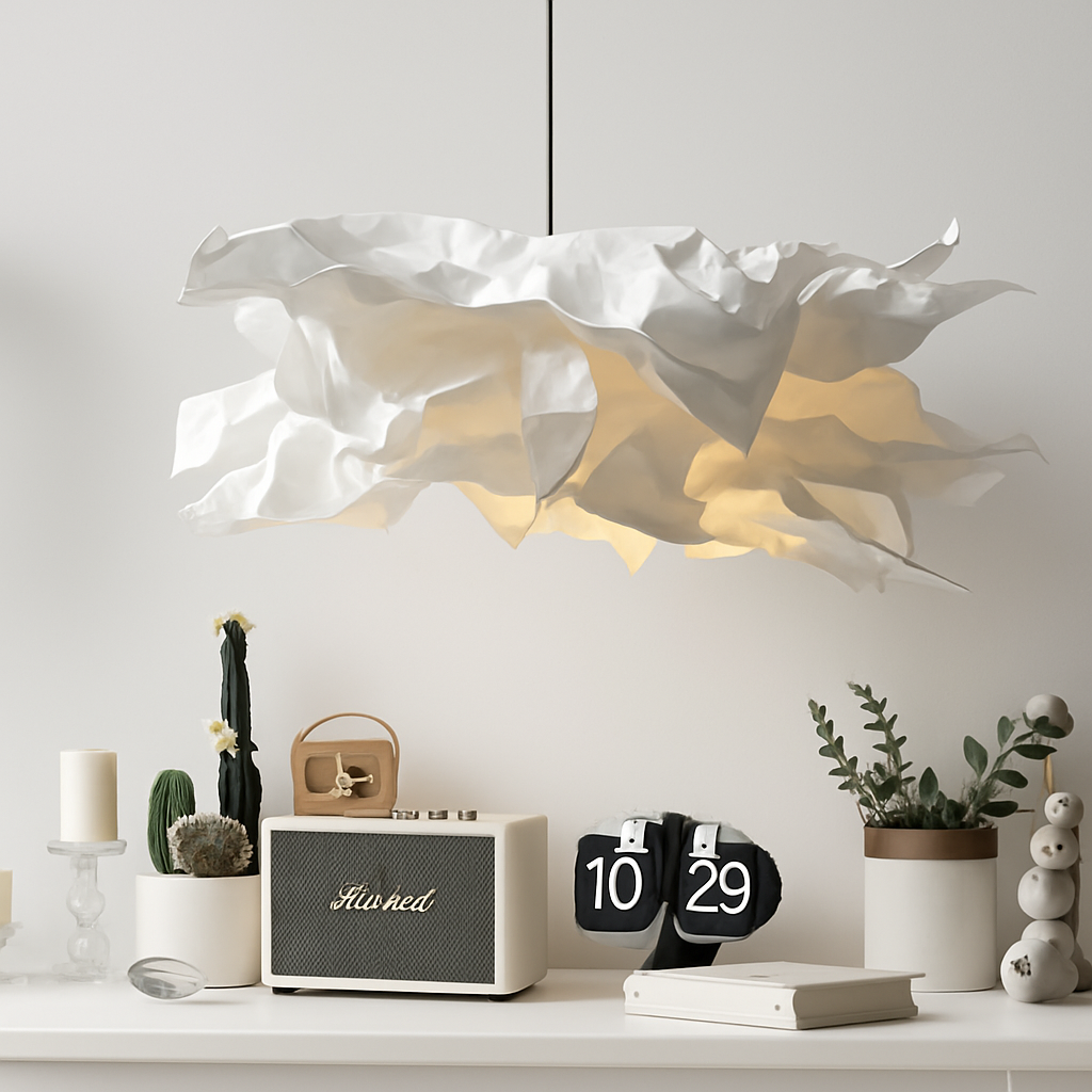 Lustres en papier blanc design fleur - vue 5 sur 7