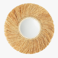 miroir décoratif en perles de bois et bambou fait à la main