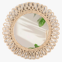 miroir mural circulaire tissé style bohème déco suspendue