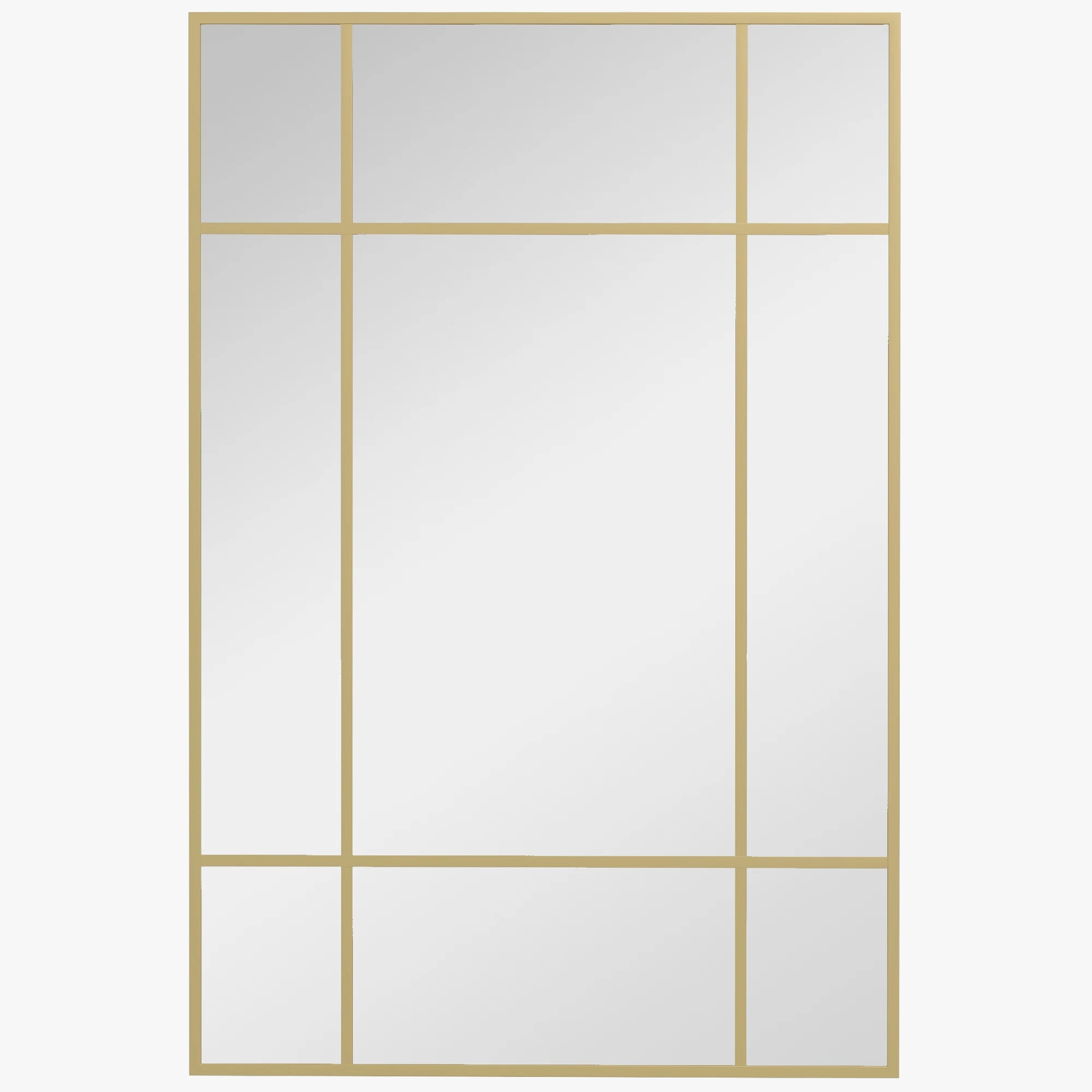 miroir mural rectangulaire avec cadre en métal doré