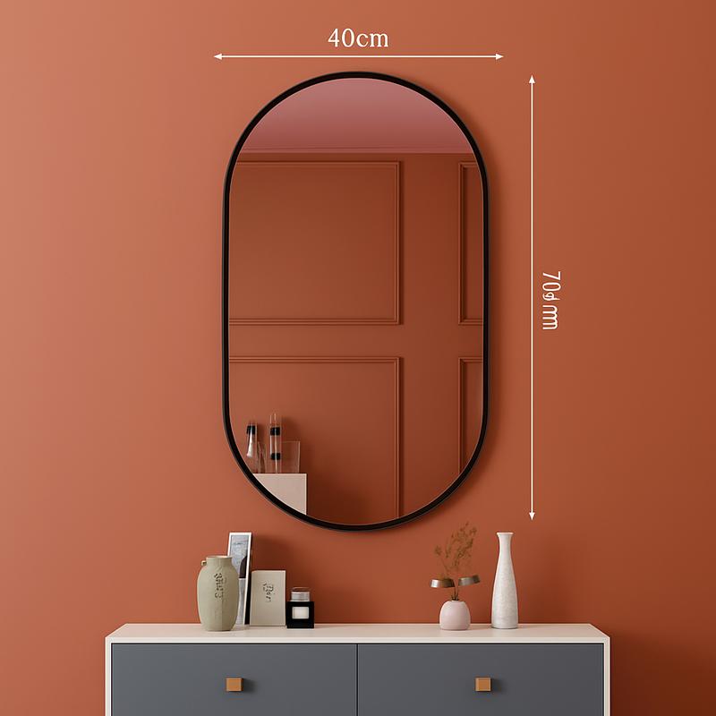 miroir ovale doré mural pour salle de bain et maquillage