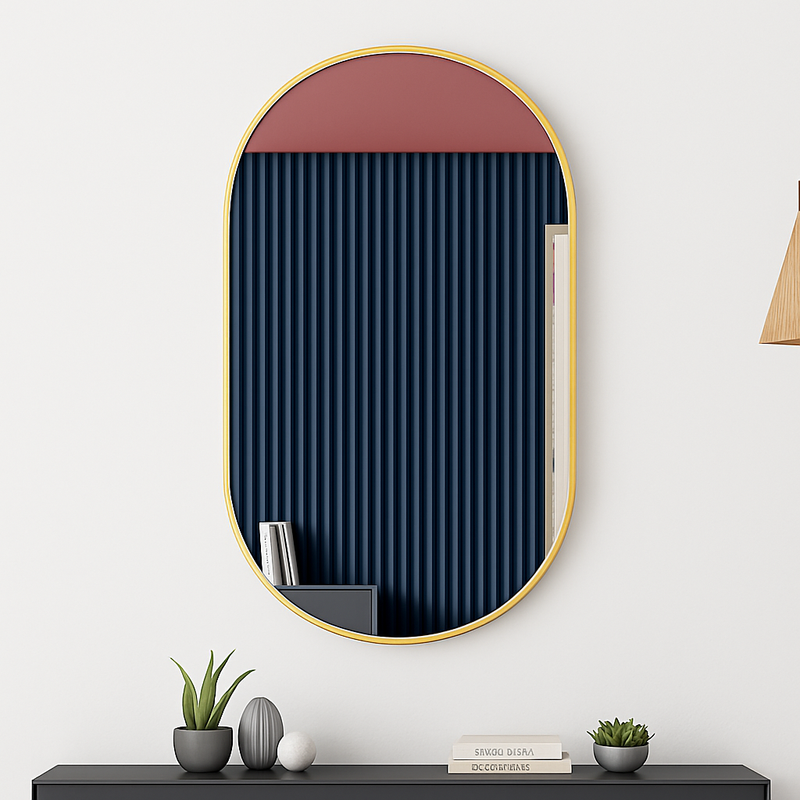 miroir ovale doré mural pour salle de bain et maquillage
