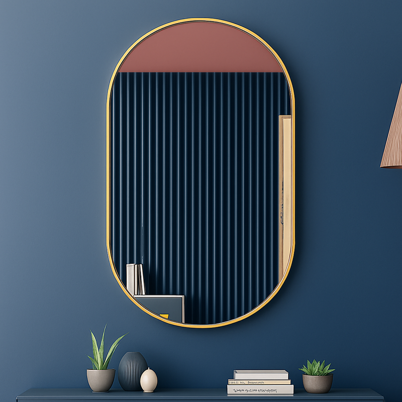 miroir ovale doré mural pour salle de bain et maquillage