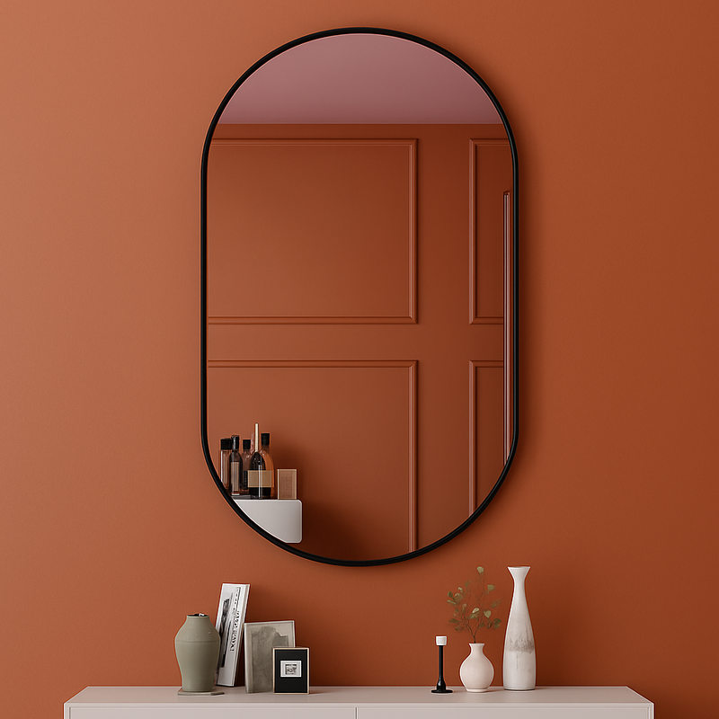 miroir ovale doré mural pour salle de bain et maquillage