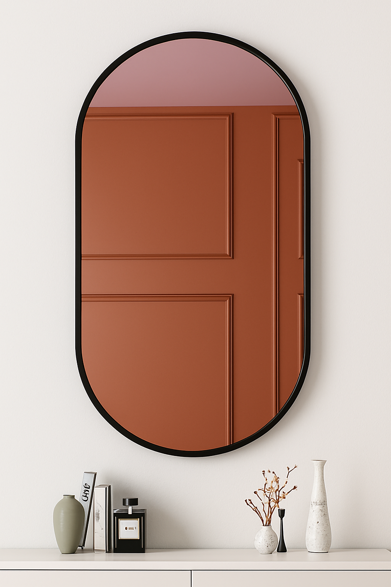 miroir ovale doré mural pour salle de bain et maquillage