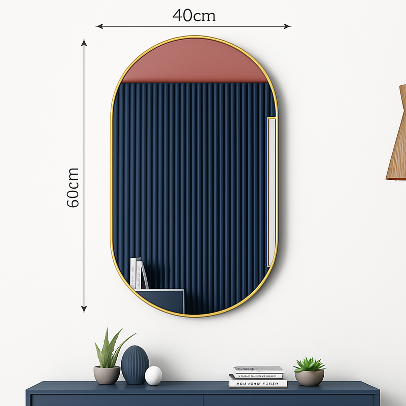 miroir ovale doré mural pour salle de bain et maquillage