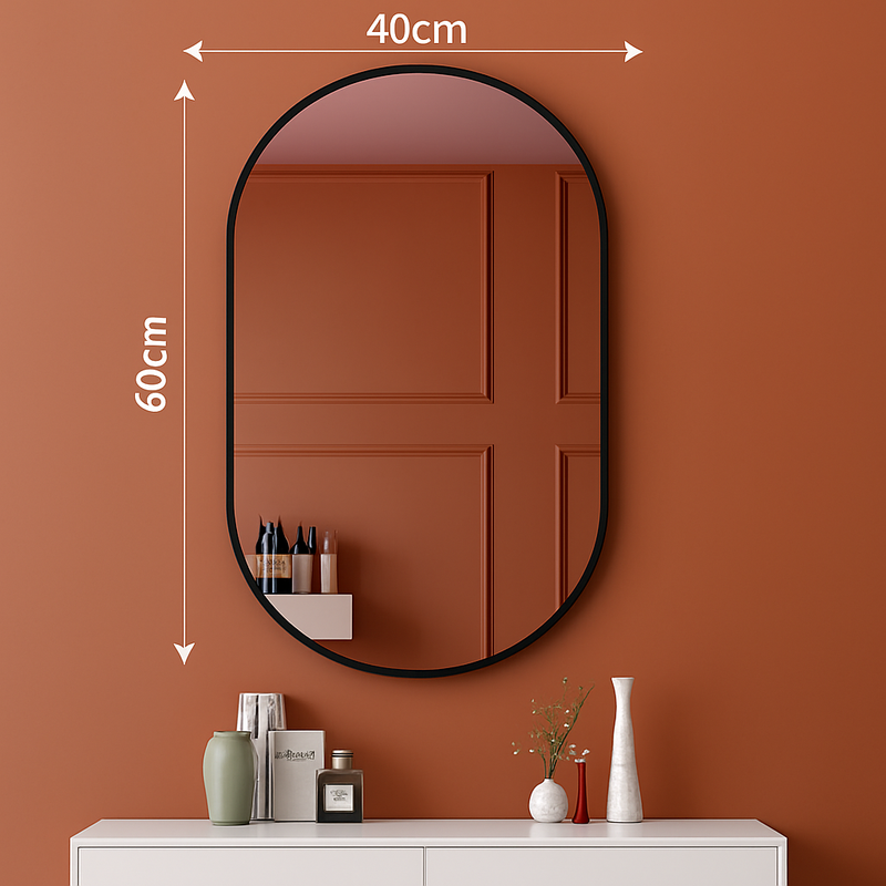 miroir ovale doré mural pour salle de bain et maquillage