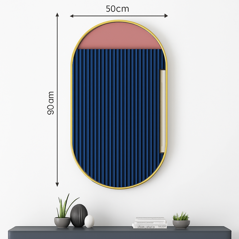 miroir ovale doré mural pour salle de bain et maquillage