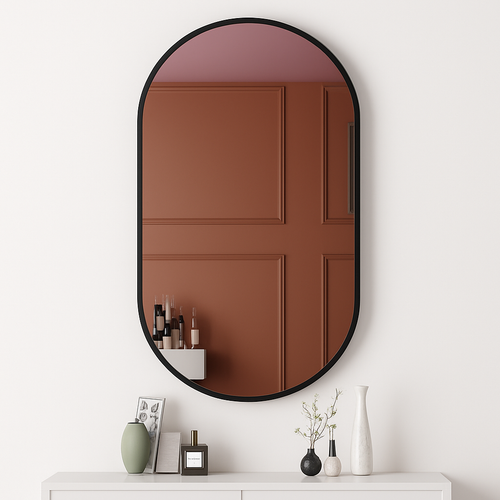 miroir ovale doré mural pour salle de bain et maquillage