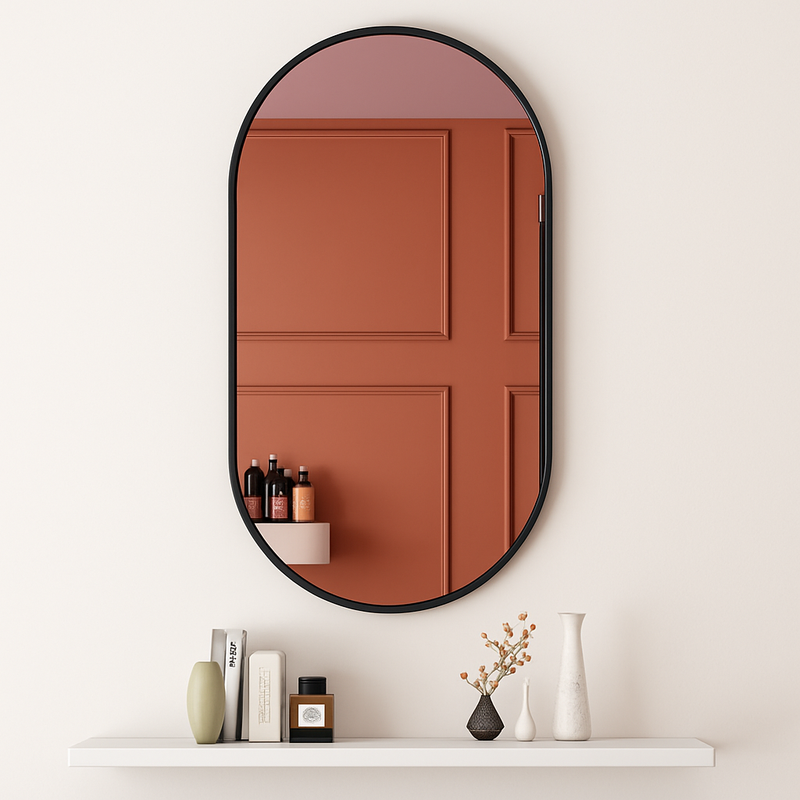 miroir ovale doré mural pour salle de bain et maquillage