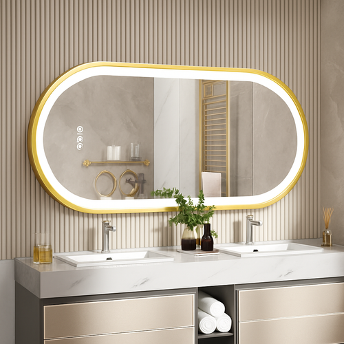 miroir ovale intelligent antibuée avec éclairage led ajustable