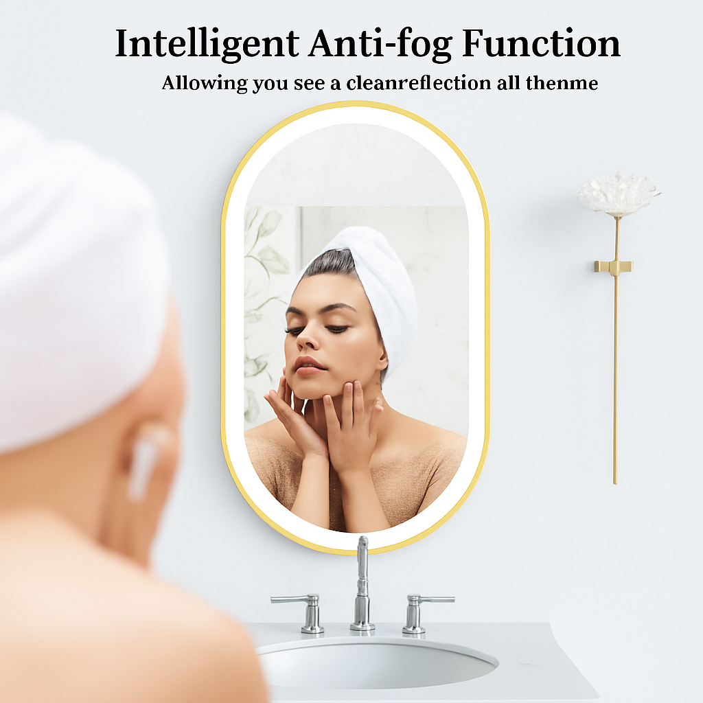 miroir ovale intelligent antibuée avec éclairage led ajustable - vue 6 sur 8