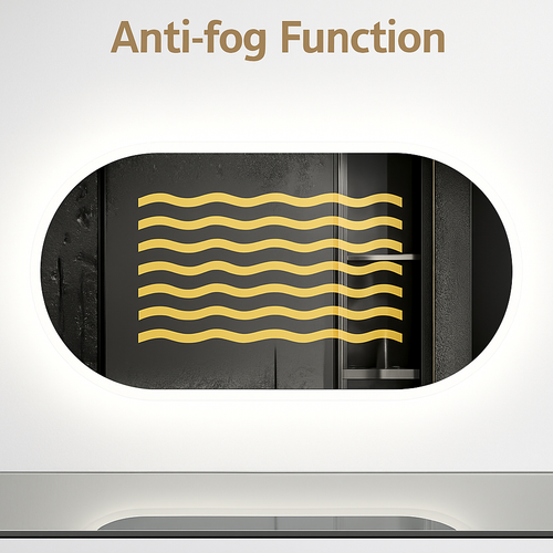 miroir ovale à led intelligent antibuée avec mémoire de lumière